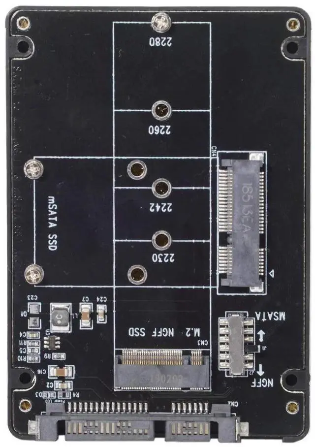 Alt view image 2 of 7 - WRIARICH 2-in-1 Combo M.2 NGFF B-Key & mSATA SSD to SATA 3.0 Adapter Enclosure with Mode Switch