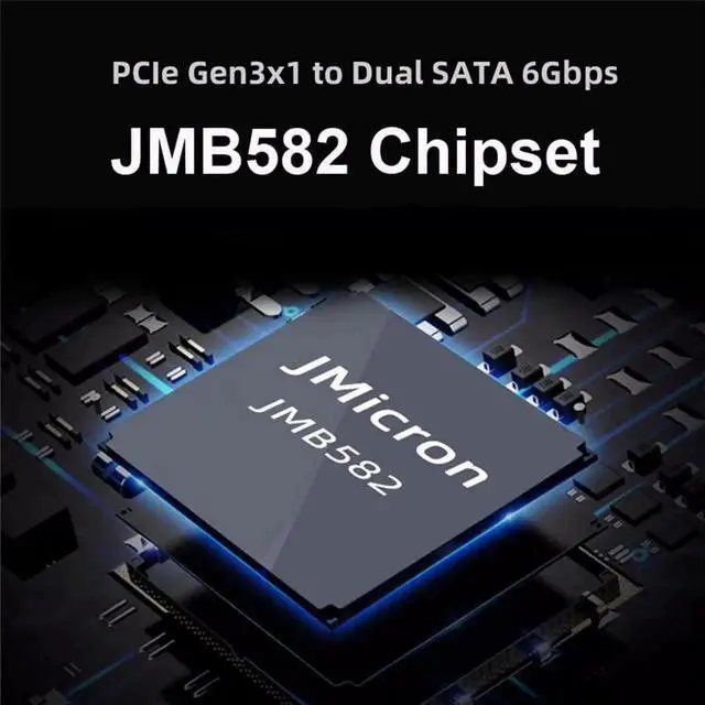 Alt view image 2 of 7 - WRIARICH JMB582 M.2 B+M Key PCIe to Dual SATA3 6Gbps Adapter Card, Vertical & Horizontal Mount for 2280 SSD