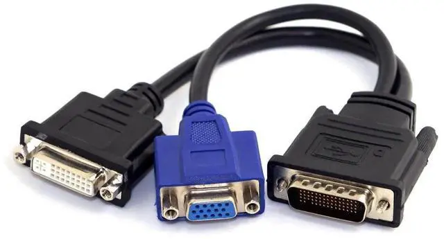 Alt view image 2 of 7 - WRIARICH 15cm LFH DMS-59 Male to DVI 24+5 Female + VGA 15Pin Female Y Splitter Cable, Dual Video Output Adapter for Graphics Card