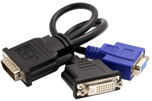 Alt view image 3 of 7 - WRIARICH 15cm LFH DMS-59 Male to DVI 24+5 Female + VGA 15Pin Female Y Splitter Cable, Dual Video Output Adapter for Graphics Card