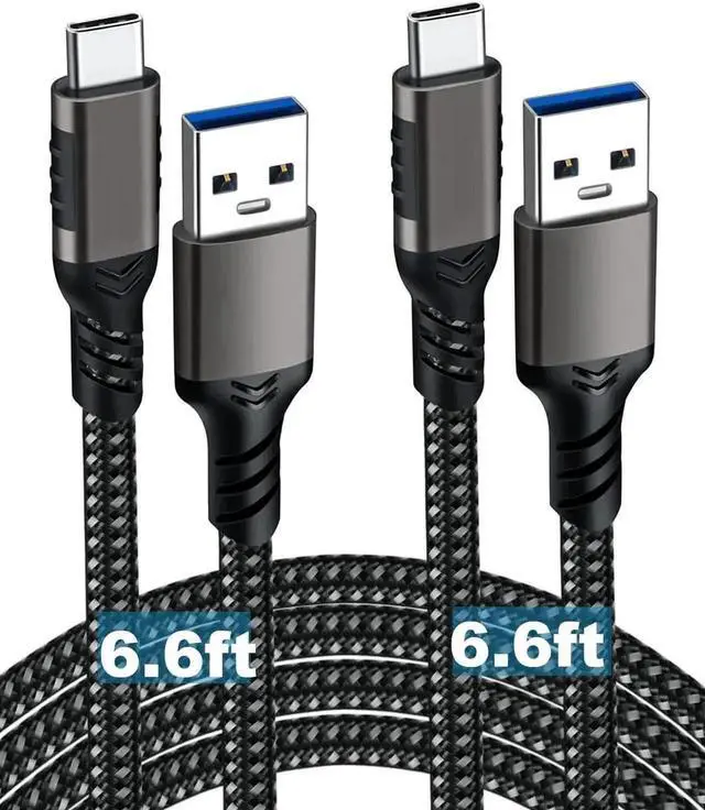 Main image of WRIARICH 2 Pack 6.6ft USB A to USB C Cable, USB 3.1/3.2 60W 3A Fast Charging Cord, Compatible with Android Auto, Galaxy S23 S22 S21 S20 Ultra, Phones, Laptops & PCs