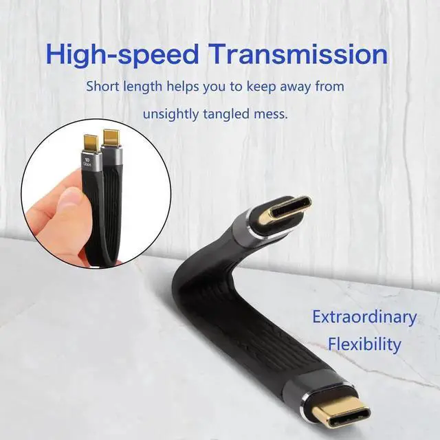 Alt view image 3 of 7 - WRIARICH 5 Inch Short USB C to USB C Cable, 10Gbps USB 3.1 Gen2 FPC Type C Cable, 60W 3A Fast Charging Cord for Power Bank Phone Tablet
