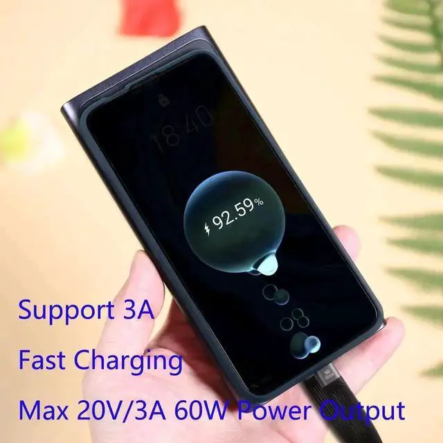 Alt view image 5 of 7 - WRIARICH 5 Inch Short USB C to USB C Cable, 10Gbps USB 3.1 Gen2 FPC Type C Cable, 60W 3A Fast Charging Cord for Power Bank Phone Tablet