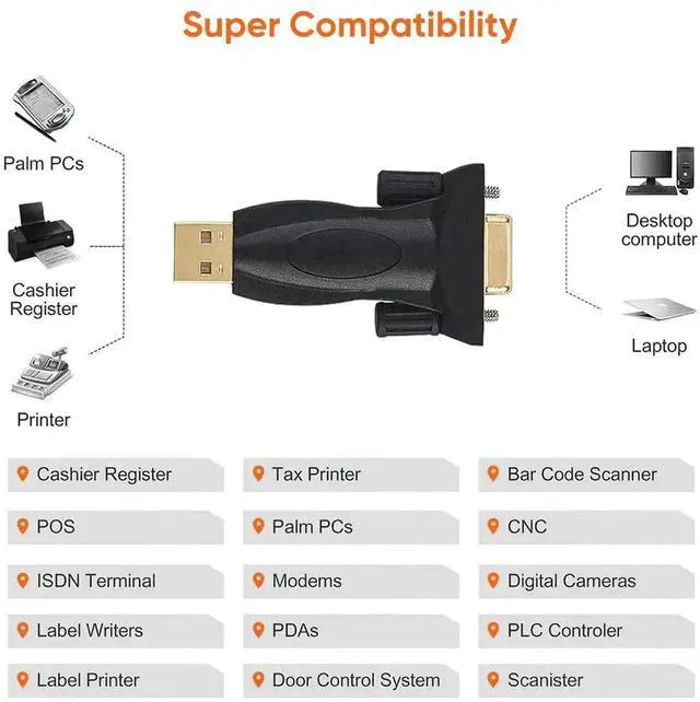 Alt view image 4 of 7 - WRIARICH CableCreation USB to RS232 DB9 Female Serial Adapter with PL2303 Chip, USB to Serial Converter Cable Compatible with Windows 10/8.1/8/7/Vista/XP, Linux, Mac OS X 10.6+ Black