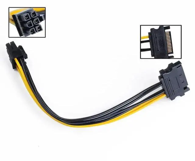 Alt view image 5 of 6 - WRIARICH 2 Pack 8 Inch/20cm 15Pin SATA to 6Pin PCIe GPU Power Adapter Cable