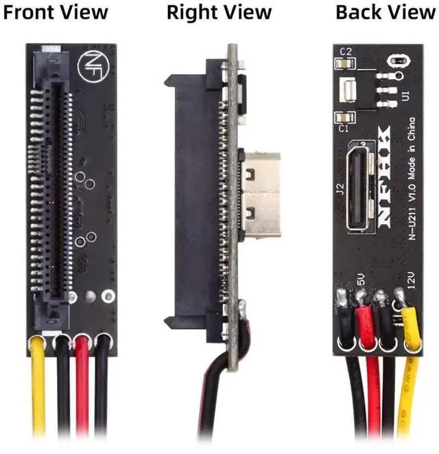 Alt view image 5 of 7 - WRIARICH U.2/U.3 SFF8639 SSD to OCuLink SFF8612 PCB Adapter Card with 5V/12V SATA Power Cable