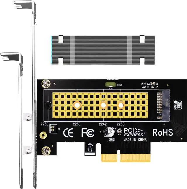 Main image of WRIARICH PA09-HS M.2 NVMe Key M to PCIe 4.0 X4 Adapter Card with Aluminum Heatsink, Supports 2230-2280 NVMe SSD