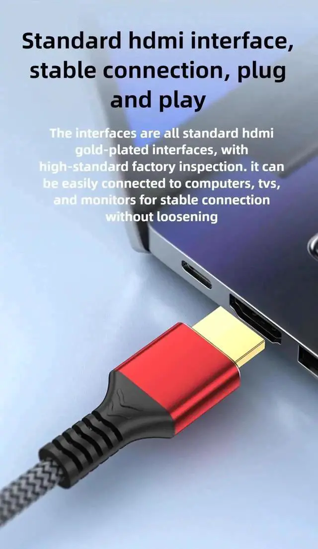 Alt view image 4 of 7 - WRIARICH 1.64FT Red HDMI 2.1 Cable, 48Gbps High Speed Cord Support 8K@60Hz, HDR, ARC & Ethernet, Compatible with PS5/PS4, Xbox, HDTV, Laptop