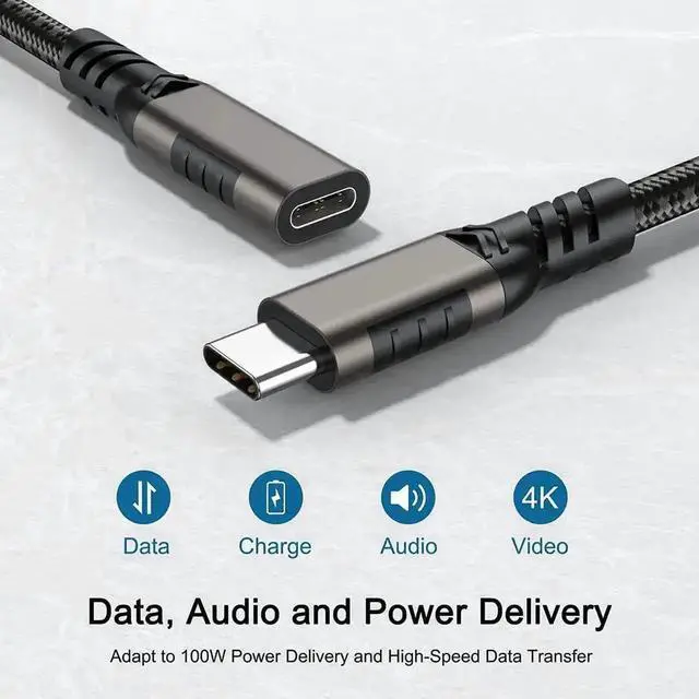 Alt view image 6 of 7 - WRIARICH 1M/3.3FT USB C Extension Cable, USB 3.1 Gen2 Male to Female Cord, 10Gbps Data & 100W/5A Fast Charging for MacBook, Laptops, Tablets & Phones