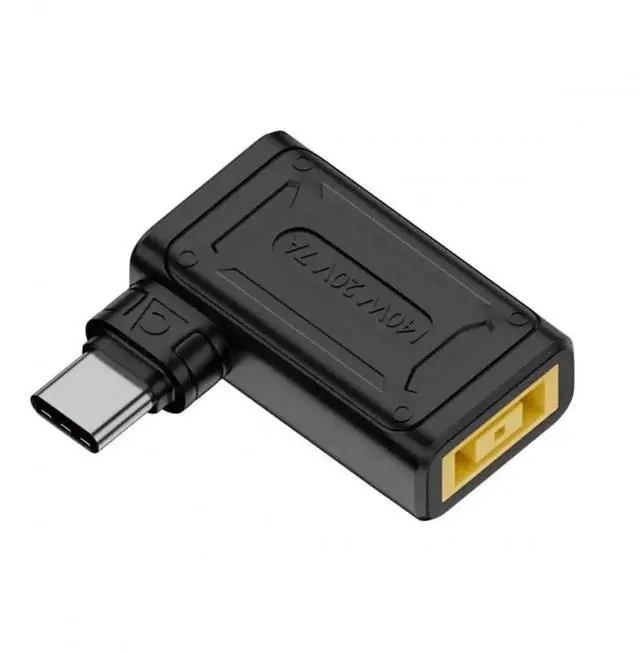 Alt view image 2 of 7 - WRIARICH 90 Degree Angled Adapter, Lenovo ThinkPad X1 Square Slim Tip Input to USB-C PD Charging Plug, Max 140W/100W for Laptops & Phones ( 2 Pack)