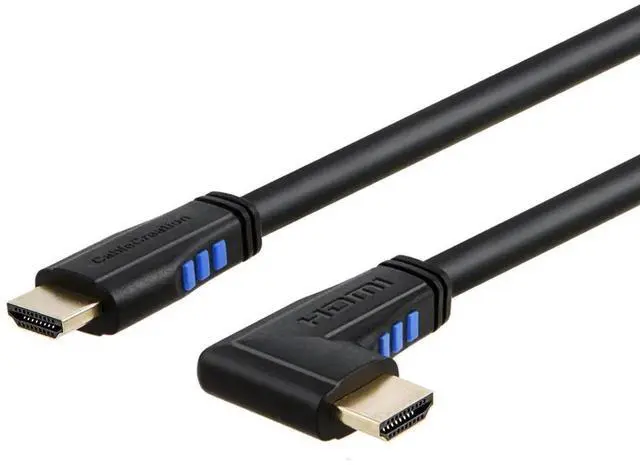 Main image of WRIARICH 6ft Black 90 Degree Left Angled Male to Male HDMI Cable, Supports 4K@60Hz Ultra HD