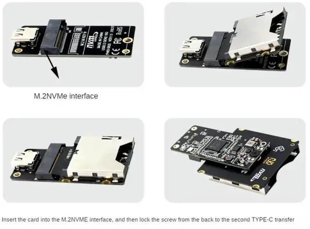 Alt view image 3 of 4 - WRIARICH CFexpress Type-A to NGFF M.2 NVMe M-Key Adapter Card, PCIe 3.0/4.0 X1 CFexpress Card Reader Converter, Black & Silver PCB Design for Laptop/Desktop M.2 Slot Camera RAW Video Transfer