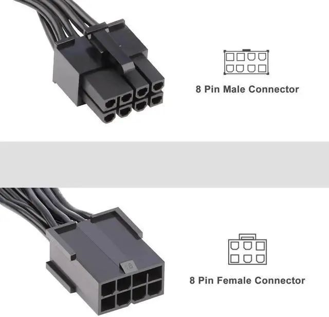 Alt view image 3 of 6 - WRIARICH 2 Pack 8 Pin PCIe Power Extension Cable, 12 Inch Durable PCI Express Power Cord