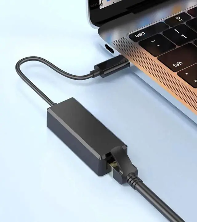 Alt view image 2 of 6 - WRIARICH USB-C to RJ45 Ethernet Adapter, USB 2.0 Type-C 10/100 Mbps Fast LAN Network Card with Realtek RTL8152 Chip, Plug and Play for MacBook, Chromebook, Windows 8.1+