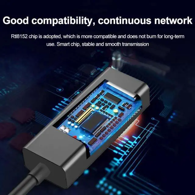 Alt view image 6 of 6 - WRIARICH USB-C to RJ45 Ethernet Adapter, USB 2.0 Type-C 10/100 Mbps Fast LAN Network Card with Realtek RTL8152 Chip, Plug and Play for MacBook, Chromebook, Windows 8.1+
