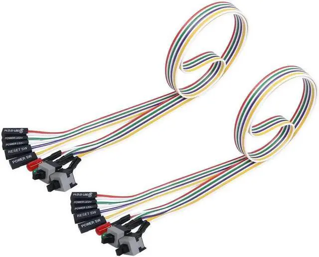 Main image of WRIARICH 2 Pack 65cm ATX PC Front Panel Cable Kit, Power On/Off Switch + Reset Button + HDD LED Indicator Wire Assembly