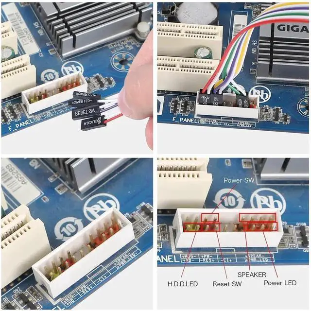 Alt view image 5 of 6 - WRIARICH 2 Pack 65cm ATX PC Front Panel Cable Kit, Power On/Off Switch + Reset Button + HDD LED Indicator Wire Assembly