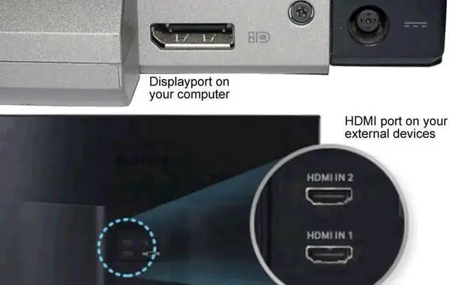 Alt view image 2 of 4 - WRIARICH 15FT DisplayPort 1.2 Male to HDMI Male Cable, 28AWG Ultra HD Cord Gold Plated Connectors Supports 4K@30Hz with Audio Output for PC Monitor HDTV Projector
