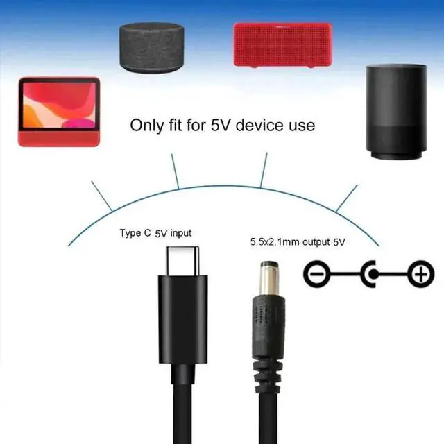Alt view image 3 of 3 - WRIARICH USB 3.0 Type C Male to DC 5.5x2.1mm Male Power Cable, 5V DC Charging Adapter Cord for Router, Speaker, LED Module and Small Electronics