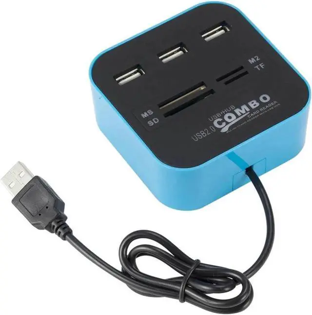 Alt view image 2 of 5 - WRIARICH 3-Port USB 2.0 Combo Hub with Built-in Card Reader, Mini All-in-One USB Splitter, Up to 480Mbps Transfer Speed for Laptop Desktop PC
