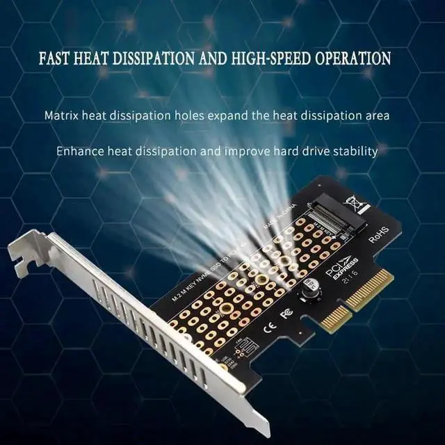 Alt view image 4 of 7 - WRIARICH PH41 PCIe 3.0 X4 to M.2 NVMe M Key Adapter Card, 32Gbps Bandwidth, Supports 2230-2280 NVMe SSD, Compatible with PCIe X4/X8/X16 Slots, Full Height Bracket