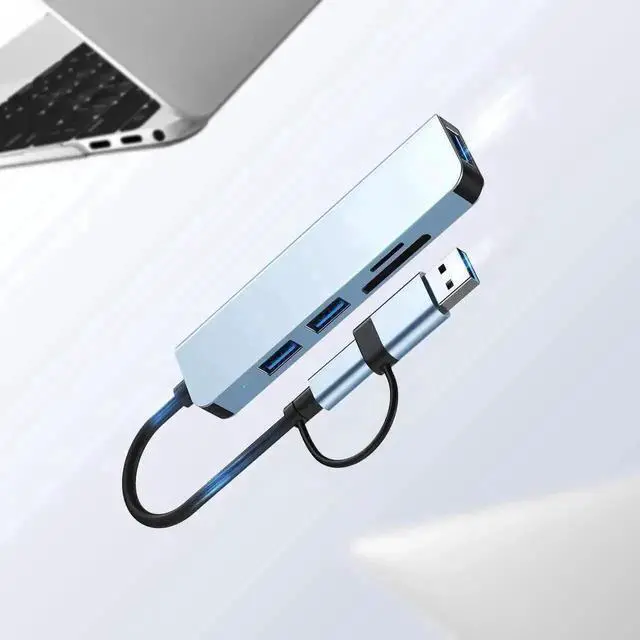 Alt view image 3 of 7 - WRIARICH 5-in-1 USB C Multiport Hub, USB 3.0 Splitter with SD & TF Card Reader, Portable Type-C Port Extender Compatible with MacBook, iPad Pro, Dell, HP Laptops and USB-C Phones