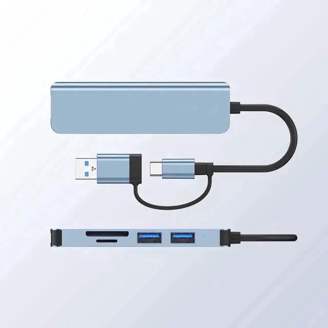 Alt view image 4 of 7 - WRIARICH 5-in-1 USB C Multiport Hub, USB 3.0 Splitter with SD & TF Card Reader, Portable Type-C Port Extender Compatible with MacBook, iPad Pro, Dell, HP Laptops and USB-C Phones