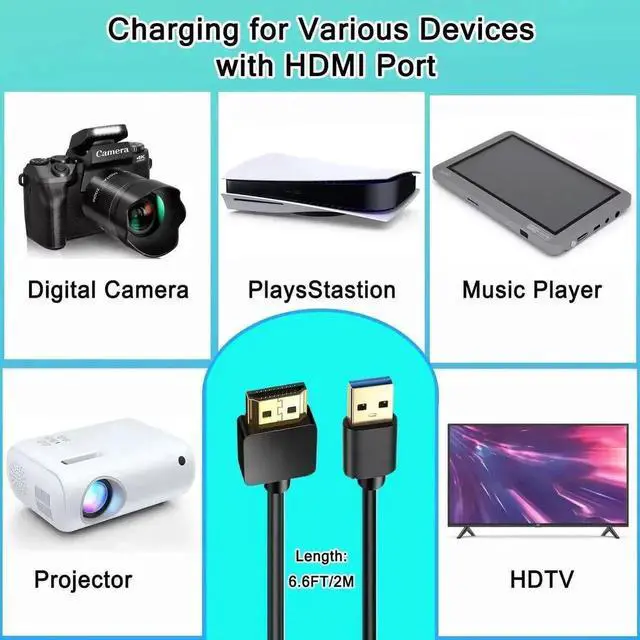 Alt view image 5 of 5 - WRIARICH 6.6FT USB to HDMI Male to Male Adapter Cable, 1080P Audio Video Converter Cord, Only Compatible with Windows XP/7/8/8.1/10