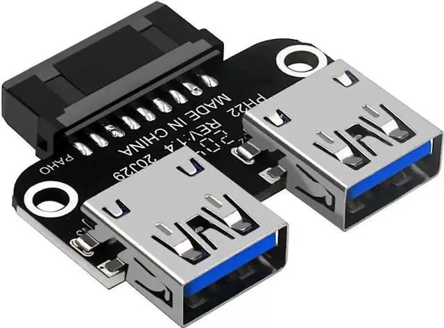 Main image of WRIARICH PH22 USB 3.0 19/20Pin Header to Dual USB A Adapter, Motherboard Front Panel Connector