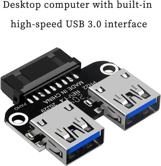 Alt view image 3 of 7 - WRIARICH PH22 USB 3.0 19/20Pin Header to Dual USB A Adapter, Motherboard Front Panel Connector