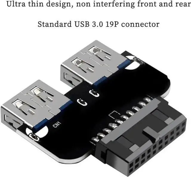 Alt view image 5 of 7 - WRIARICH PH22 USB 3.0 19/20Pin Header to Dual USB A Adapter, Motherboard Front Panel Connector