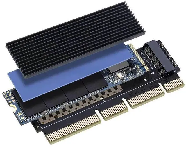 Alt view image 4 of 7 - WRIARICH M.2 NVMe M-Key to PCIe 3.0 X16 Adapter Card with Aluminum Heatsink, Supports 2230-2280 NVMe SSD