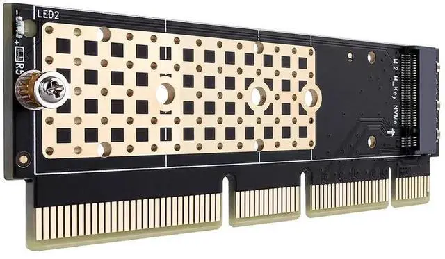 Alt view image 6 of 7 - WRIARICH M.2 NVMe M-Key to PCIe 3.0 X16 Adapter Card with Aluminum Heatsink, Supports 2230-2280 NVMe SSD