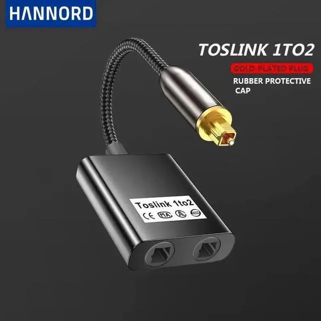 Alt view image 3 of 7 - WRIARICH 1 in 2 Out Toslink Optical Audio Splitter, Digital Optical Audio Adapter Male Input to Dual Female Output 20CM Black Cord, Compatible with Digital TV, DVD Player, PS & Home Theater