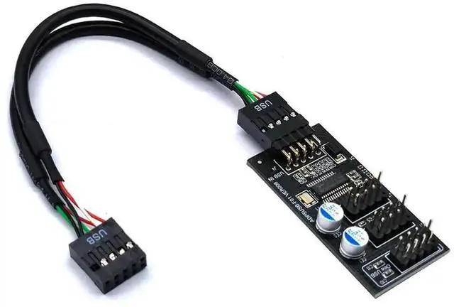 Main image of WRIARICH 1 to 3 9Pin USB Header Splitter Hub Board with 30cm/60cm Cable, USB2.0 Internal 9Pin Connector Adapter for PC Water Cooling, RGB LED Light & Fan Speed Testing