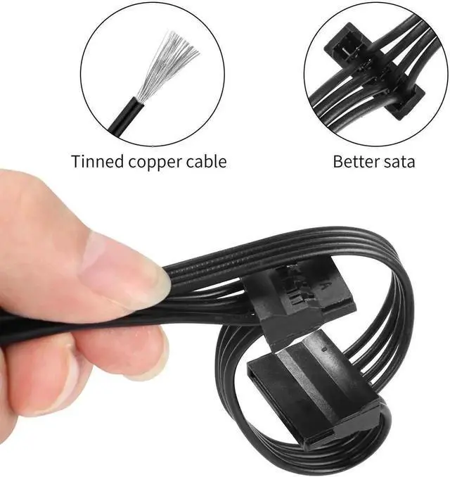 Alt view image 4 of 7 - WRIARICH LP4 4 Pin IDE Molex to 6 x 15 Pin SATA Power Splitter Cable, 1 to 6 SATA Power Supply Adapter Cord for Desktop PC & Server HDD SSD Optical Drives