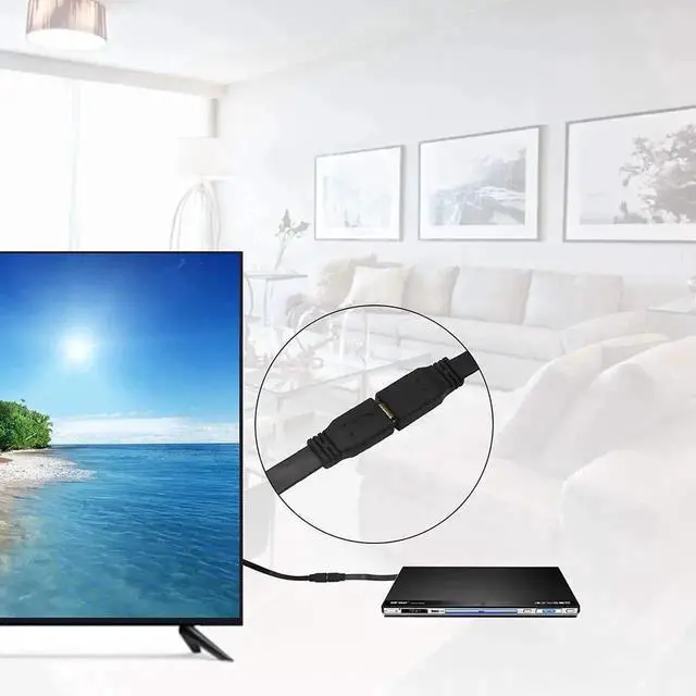 Alt view image 2 of 7 - WRIARICH 1FT Flat Slim HDMI Extension Cable, HDMI A Female to 90 Degree Down Angled Type A Male Cord