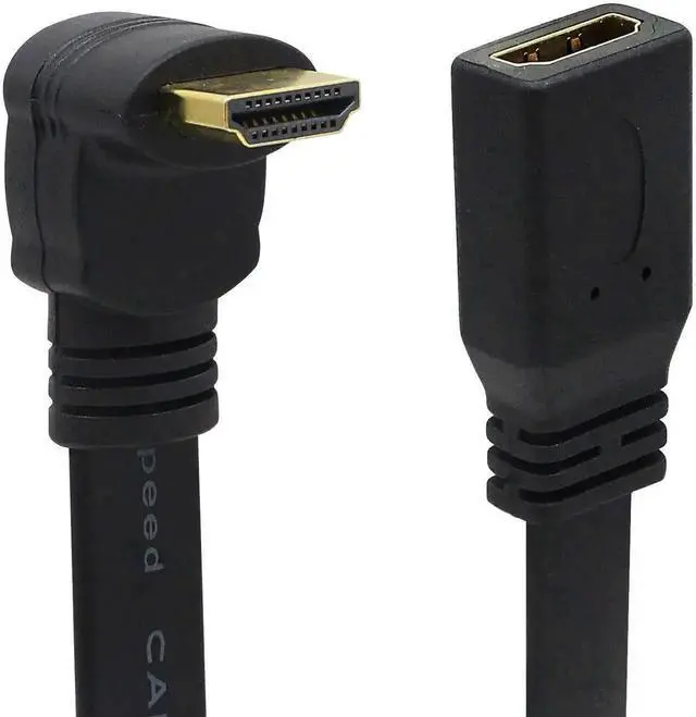 Alt view image 3 of 7 - WRIARICH 1FT Flat Slim HDMI Extension Cable, HDMI A Female to 90 Degree Down Angled Type A Male Cord
