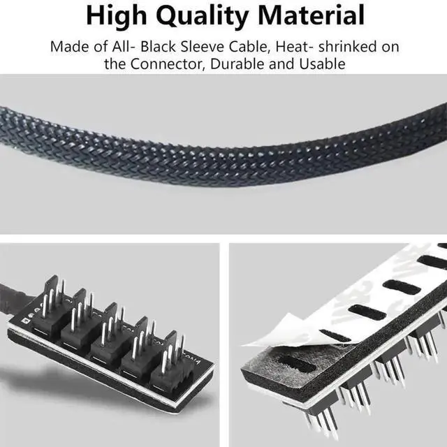 Alt view image 2 of 6 - WRIARICH 1-to-5 4-Pin PWM Fan Splitter Hub, Compatible with 3Pin/4Pin PC Case Cooling Fan Extension Cable