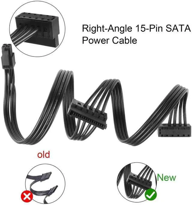 Alt view image 5 of 6 - WRIARICH 2-Pack 45cm ATX Mini 4-Pin to Dual Right-Angle 15Pin SATA Power Splitter Cable