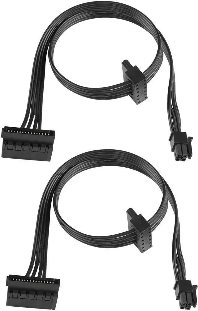 Main image of WRIARICH 2-Pack 45cm ATX Mini 4-Pin to Dual Right-Angle 15Pin SATA Power Splitter Cable