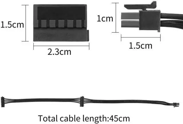 Alt view image 6 of 6 - WRIARICH 2-Pack 45cm ATX Mini 4-Pin to Dual Right-Angle 15Pin SATA Power Splitter Cable