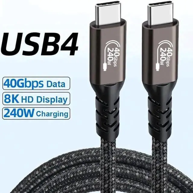 Main image of WRIARICH 1.64FT USB4 USB-C to USB-C Cable 40Gbps 240W PD Charging 8K Video Compatible Thunderbolt 4/3