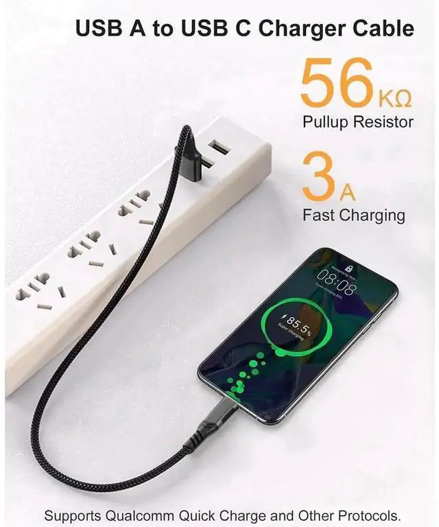 Alt view image 2 of 7 - WRIARICH 2 Pack 1.6FT USB A to USB C Cable, USB 3.1/3.2 10Gbps 60W 3A Fast Charging Cord for Samsung Galaxy, External SSD, Type C Phone, Laptop & PC