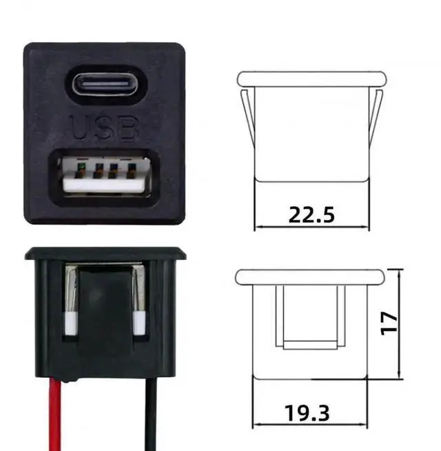 Alt view image 6 of 6 - WRIARICH Type-C & Type-A Female Socket to 2.54mm Pitch 2Pin Header Cable with Latch Mount, DIY DC 5V Power Wire