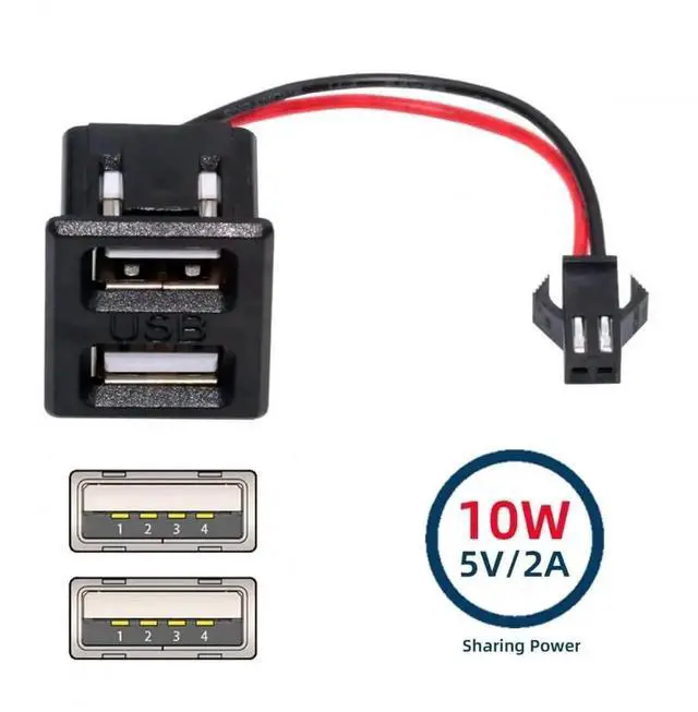 Alt view image 4 of 6 - WRIARICH Dual USB Type-A Female to 2.54mm Pitch 2Pin Header Cable with Latch Mount, DC 5V DIY OEM Power Cord