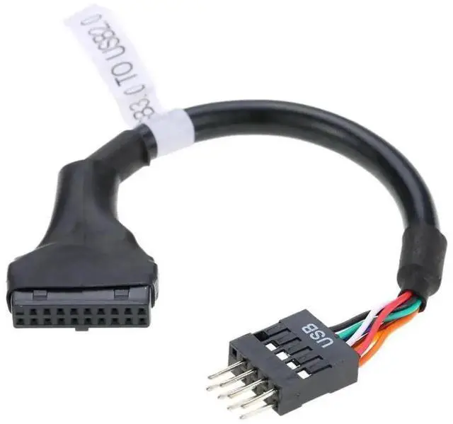 Alt view image 4 of 7 - WRIARICH 2 Pack USB 2.0 9/10Pin Front Panel Header to 19/20Pin Mainboard Header Gender Changer Cable Adapter