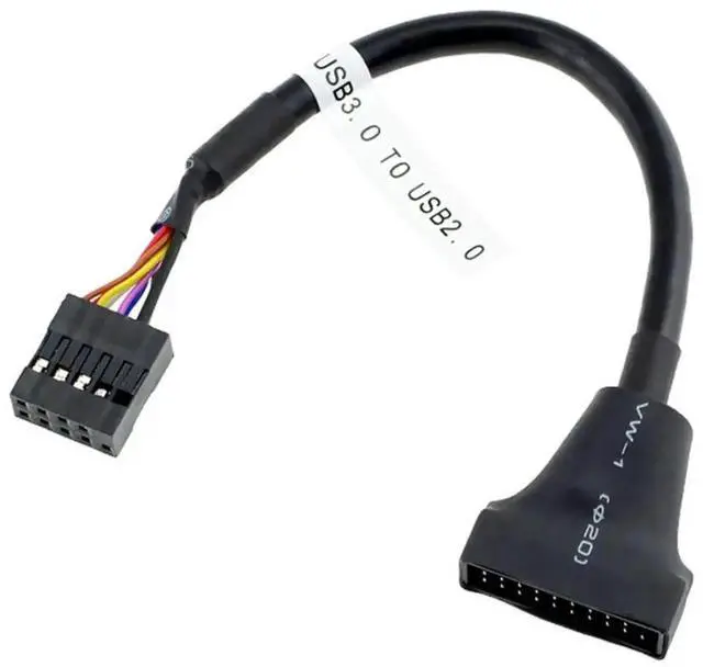 Alt view image 5 of 7 - WRIARICH 2 Pack USB 2.0 9/10Pin Front Panel Header to 19/20Pin Mainboard Header Gender Changer Cable Adapter