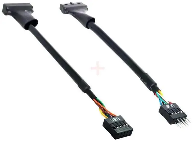 Alt view image 7 of 7 - WRIARICH 2 Pack USB 2.0 9/10Pin Front Panel Header to 19/20Pin Mainboard Header Gender Changer Cable Adapter