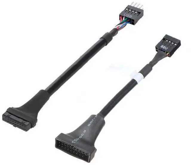 Alt view image 6 of 7 - WRIARICH 2 Pack USB 2.0 9/10Pin Front Panel Header to 19/20Pin Mainboard Header Gender Changer Cable Adapter
